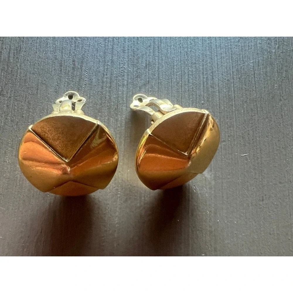 Givenchy Clip-On Earrings Gold 1979 Vintage Domed Faceted Studs Retro Glam Chic